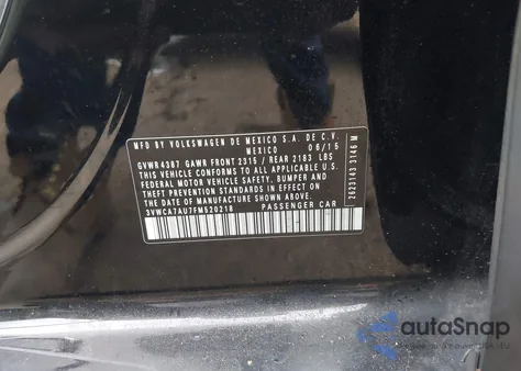 2015 Volkswagen Golf Sportwagen Tdi Se 4-Door z USA, uszkodzony, nr VIN 3VWCA7AU7FM520218